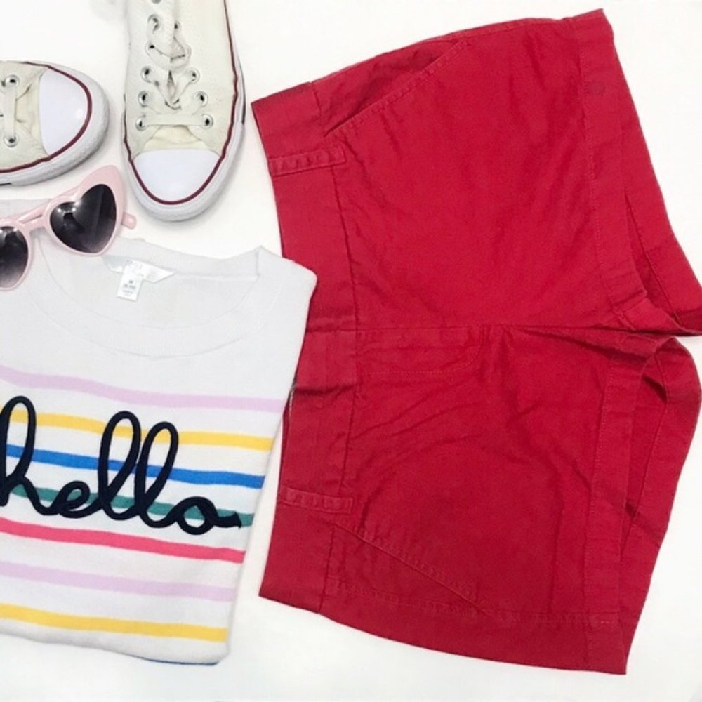 j.crew | classic preppy chino shorts bright red 6